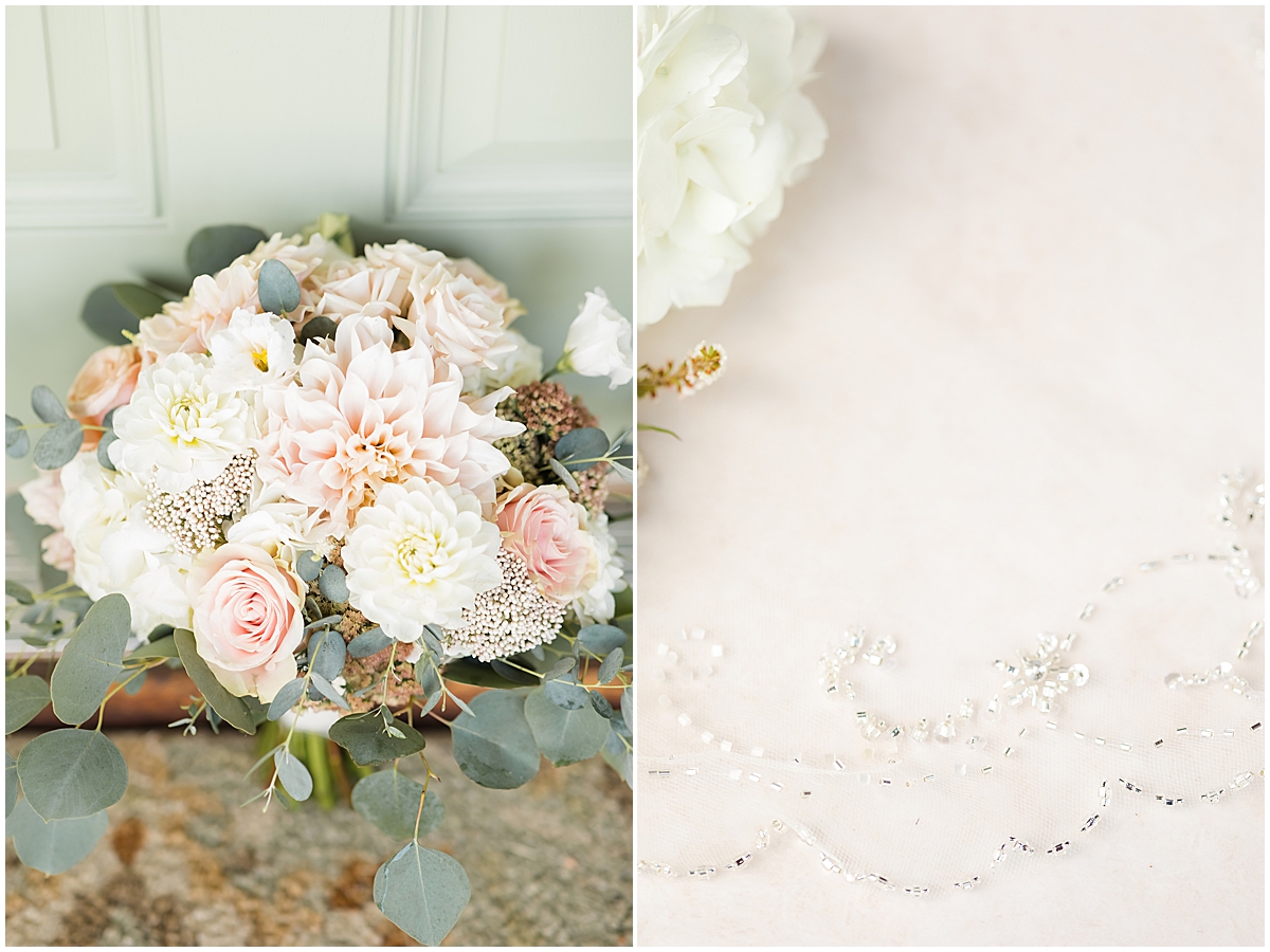 pastel green pastel pink gold bouquet | Ranch Wedding by Mary Talamantes